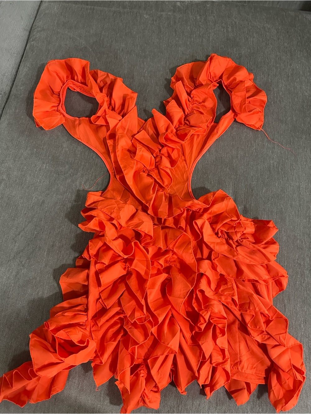 Ruffle Detail Woman’s Dress - Bright Orange